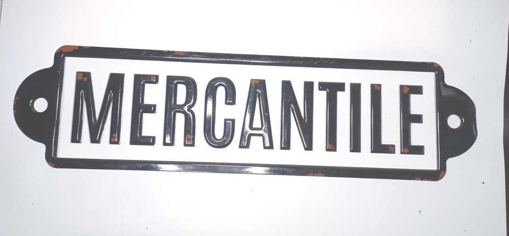 Vintage MERCANTILE Enamel Wall Sign Decor 20 Inch Rustic Style  