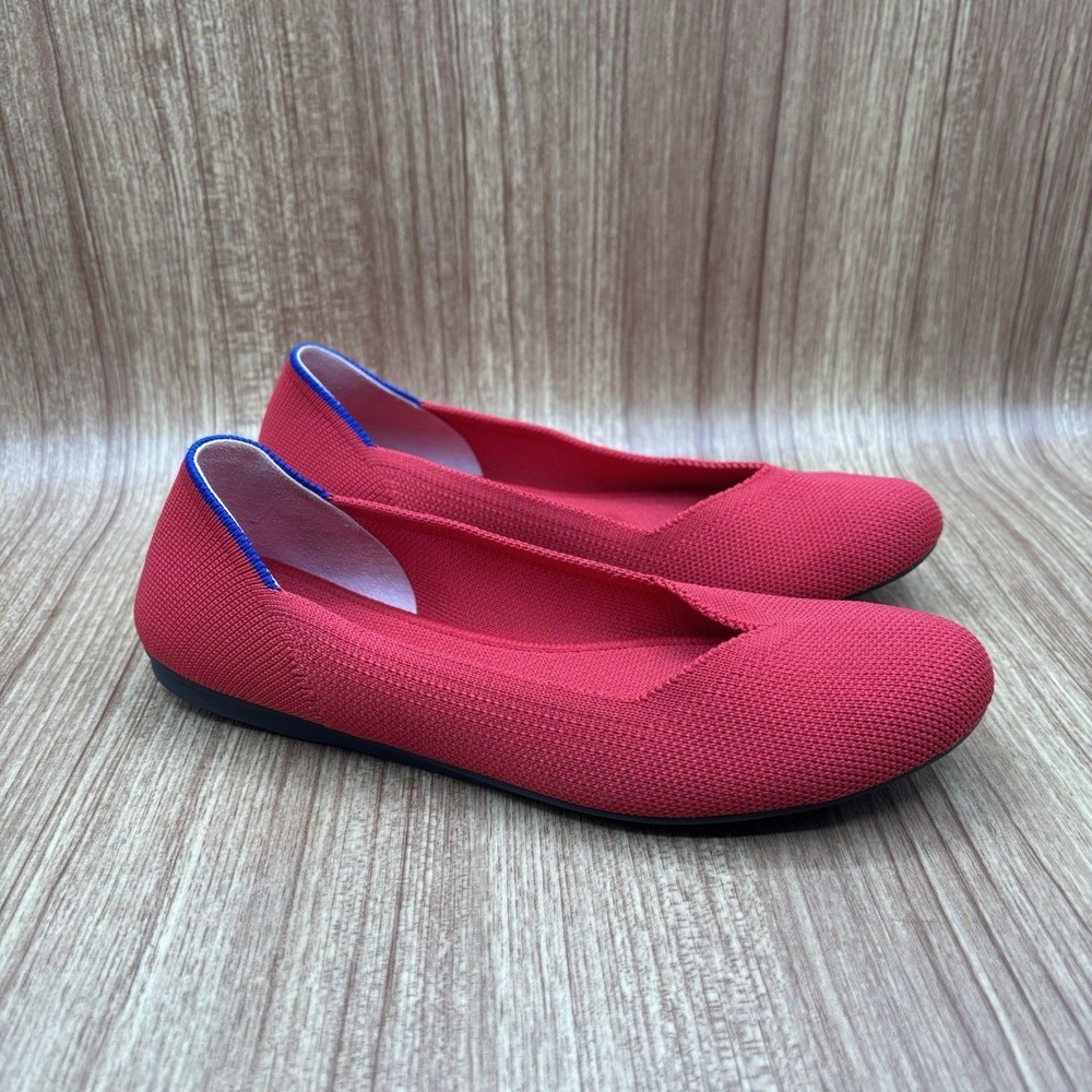Rothy’s The Flat Round Toe Flats Bright Red Washable  Shoes Women’s Size 6.5