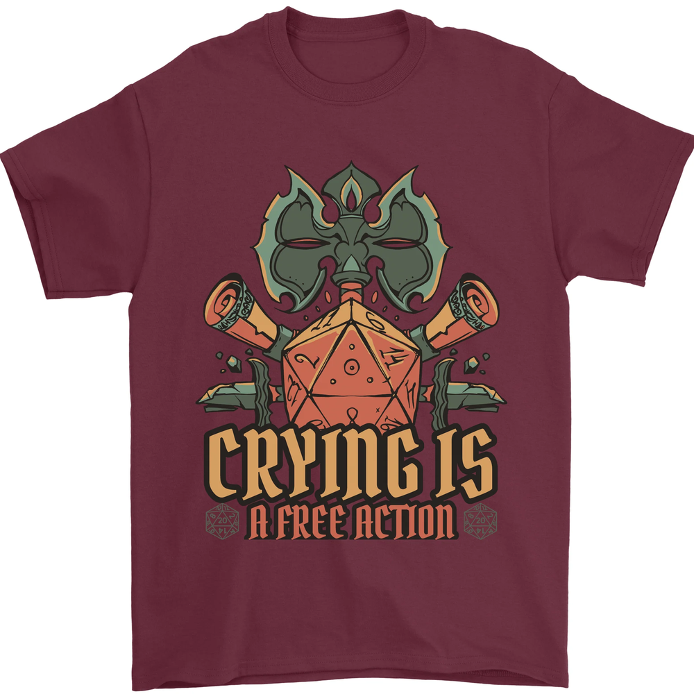 Playing Games RPG Role Crying Free Action Mens T-Shirt 100% Cotton