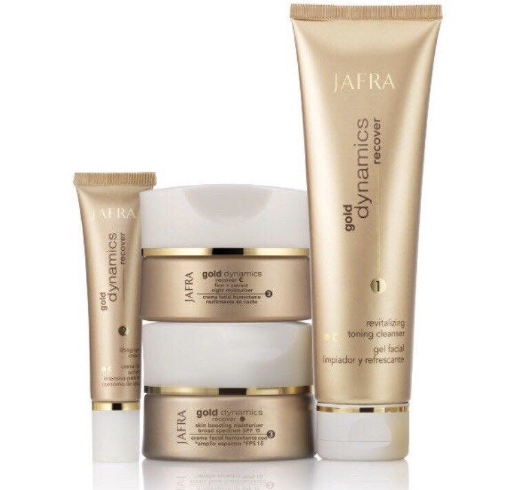 Jafra Gold Dynamics Recover 4 PIECES SET(Cleanser+Day & Night Creams+Eye Cream)