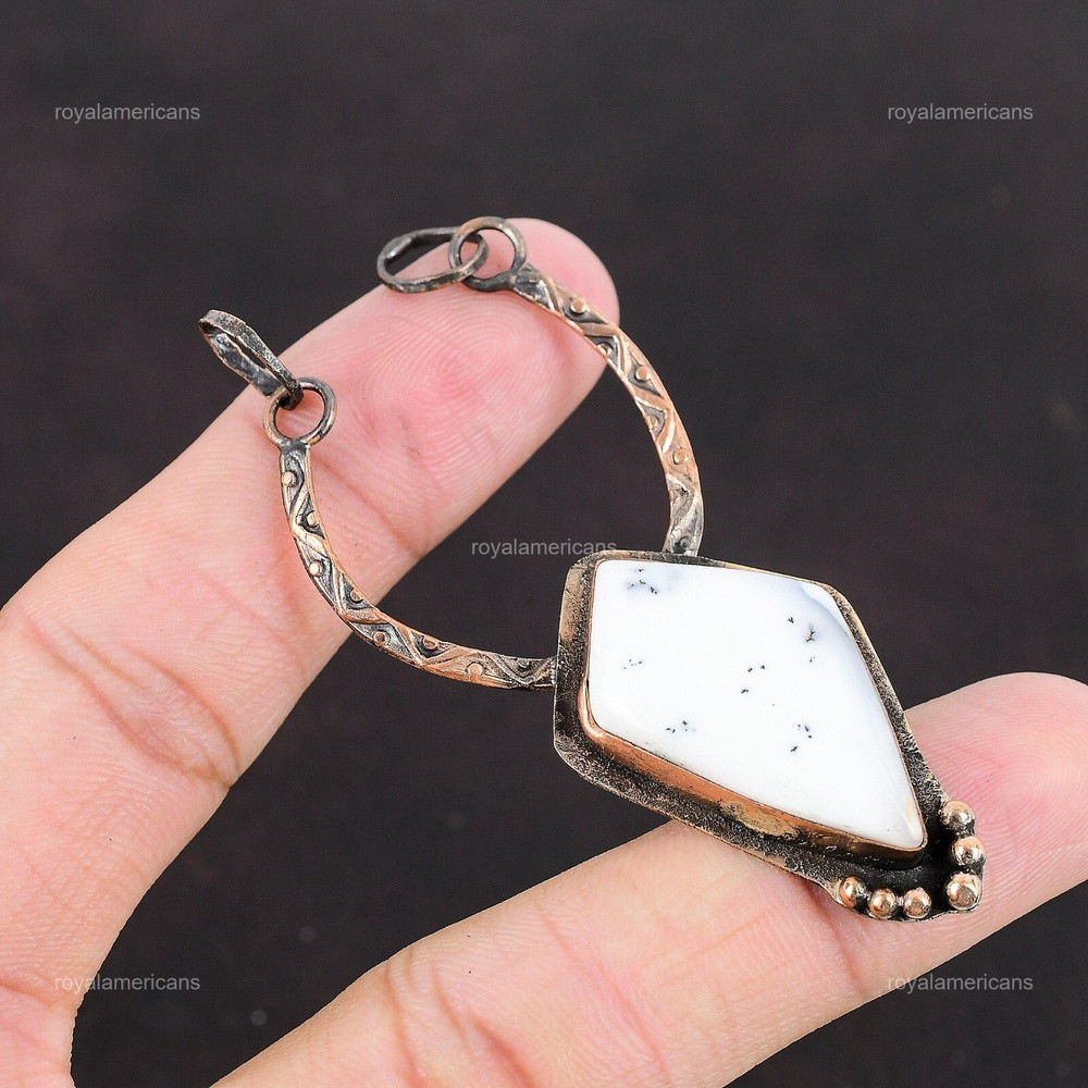 Cyber Monday Sale Pentagon Dendrite Opal Gemstone Anniversary Pendant Copper-image