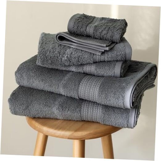 Luxury 6-Piece Dark Gray Turkish Cotton Bath Towel Set