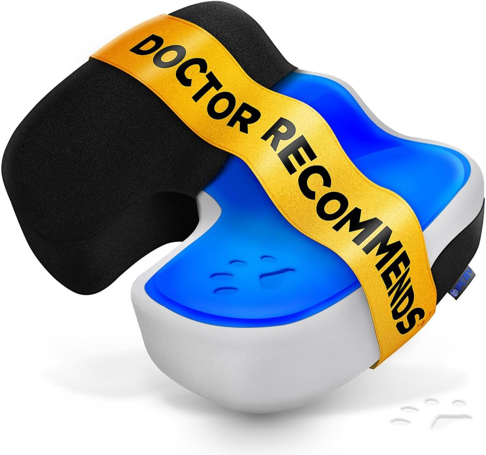 Gel & Memory Foam Seat Cushion for Tailbone Pain Relief - Ergonomic Office Chair