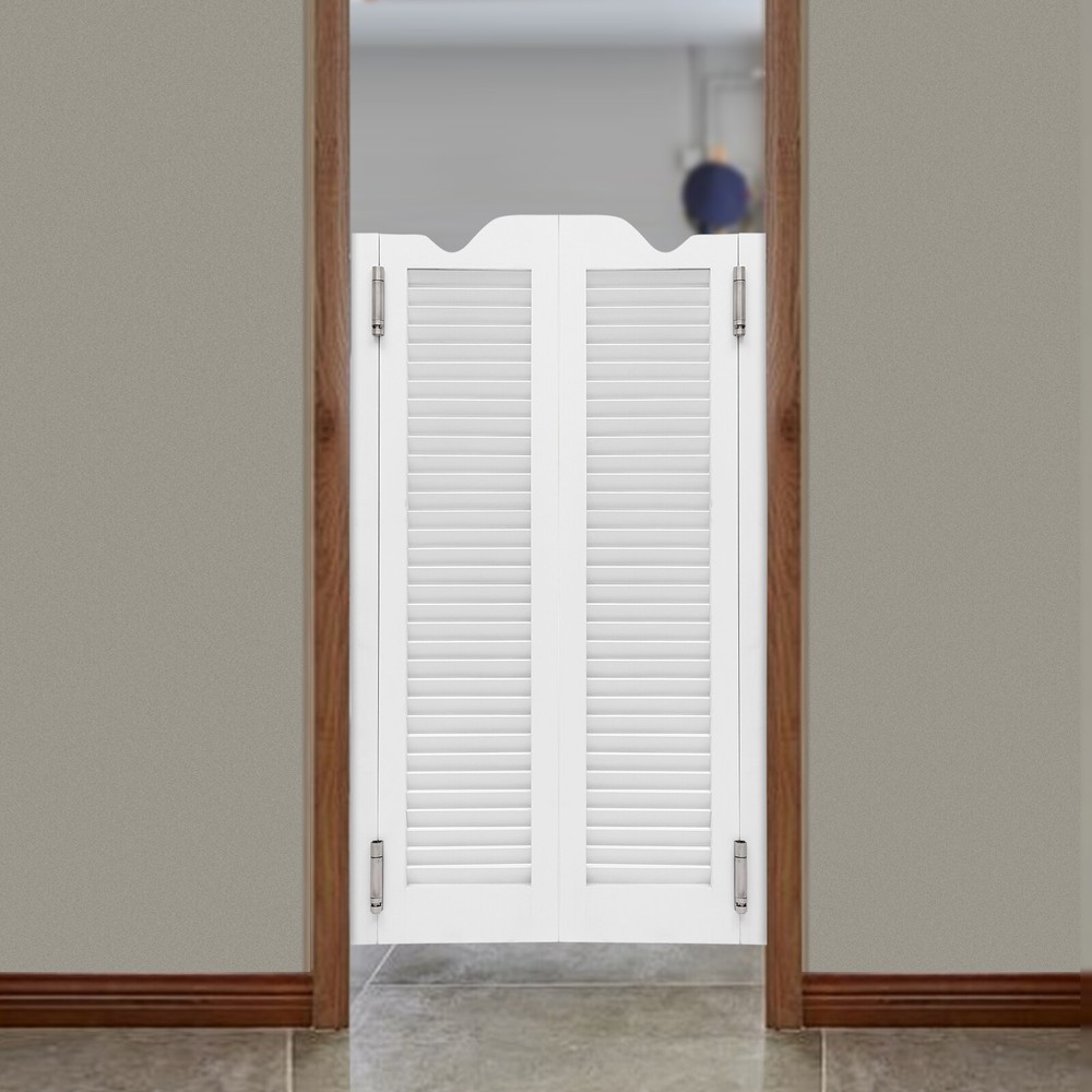 White Double-Door Countryside Garden Partition Entrance Door-image