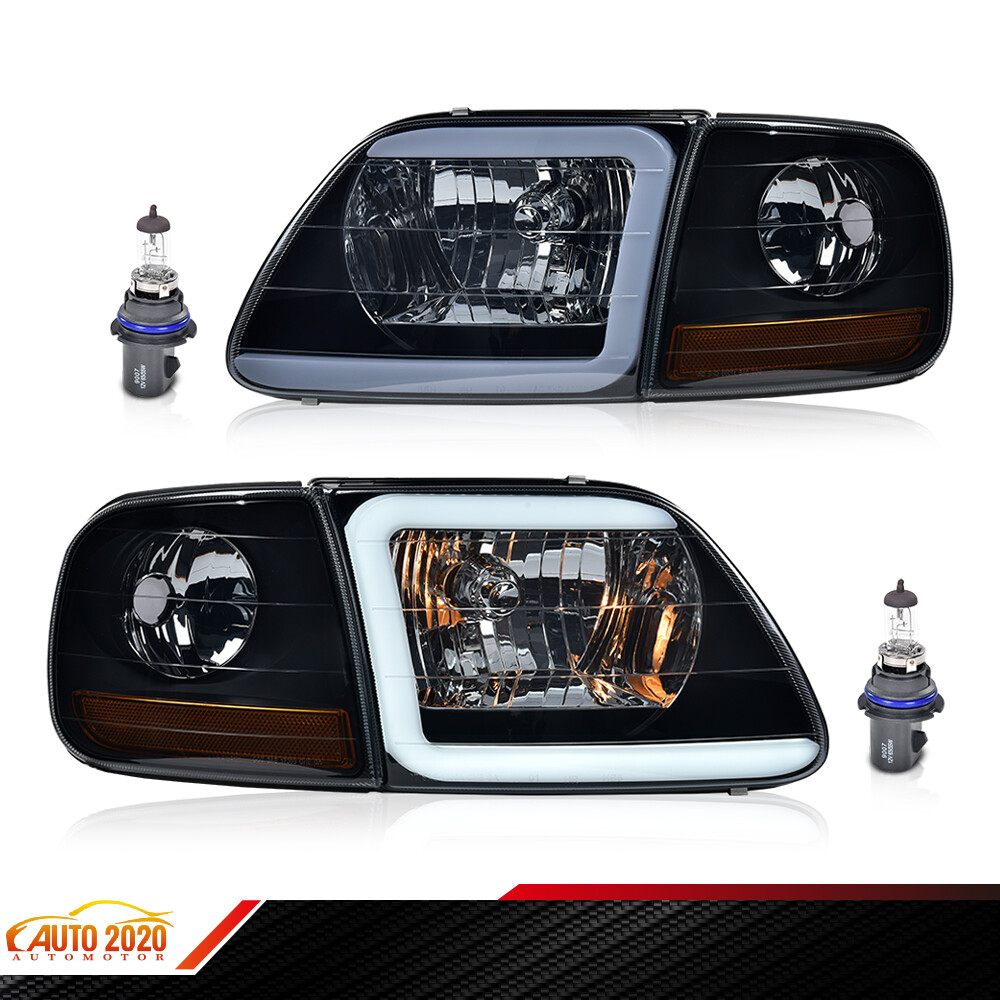Smoke LED Tube Headlights & Corner Parking Lights Fit For 97-04 F150 Expedition