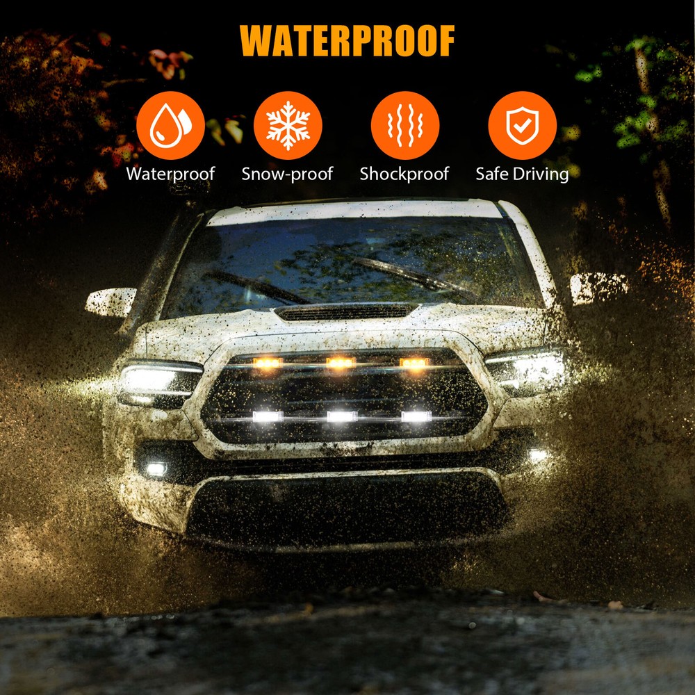 18 LED Car Truck Strobe Flashing Warning Light For Deck Dash Grille White Amber