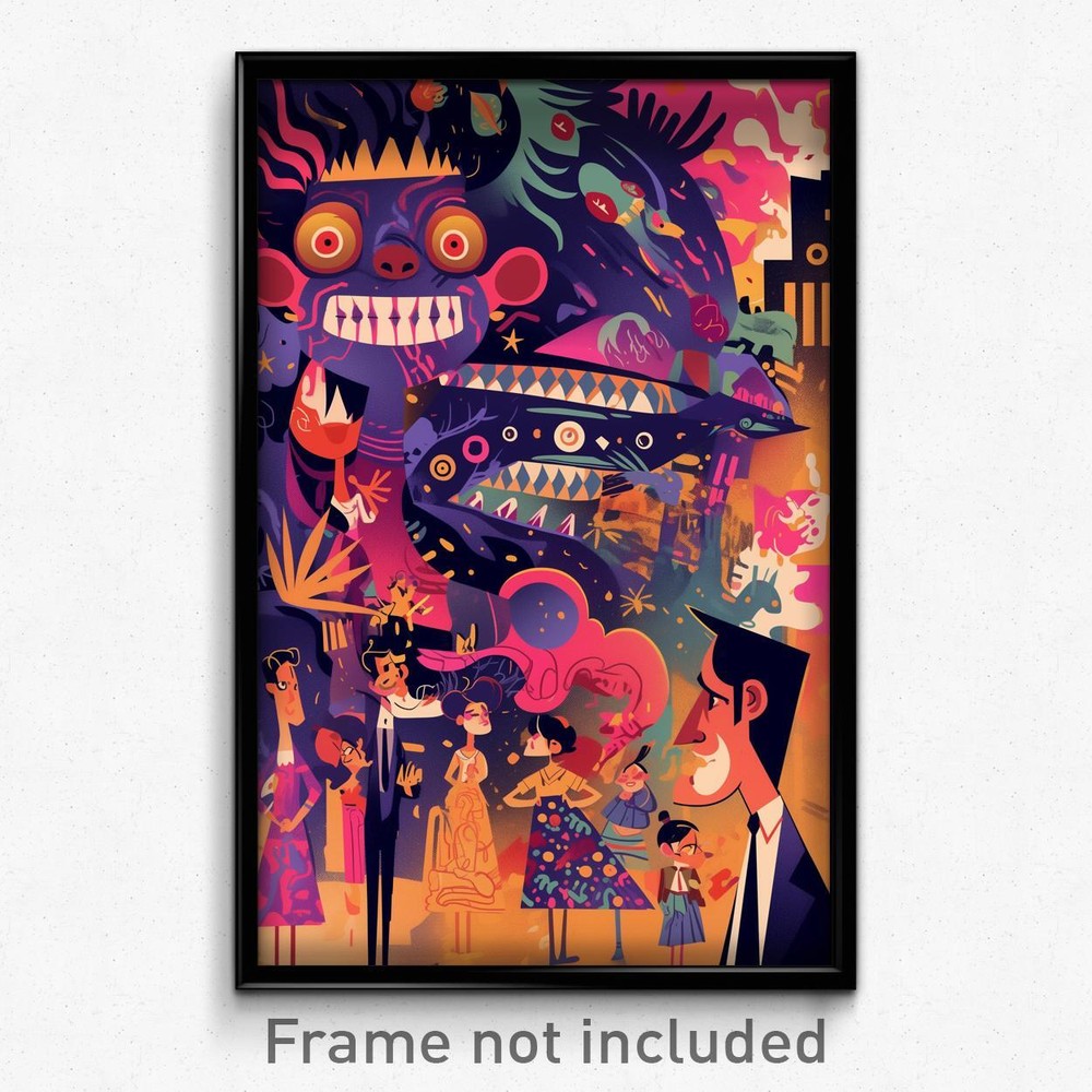 Vibrant Mexican Retro Film Art Print - Upbeat Grotesque Movie Poster