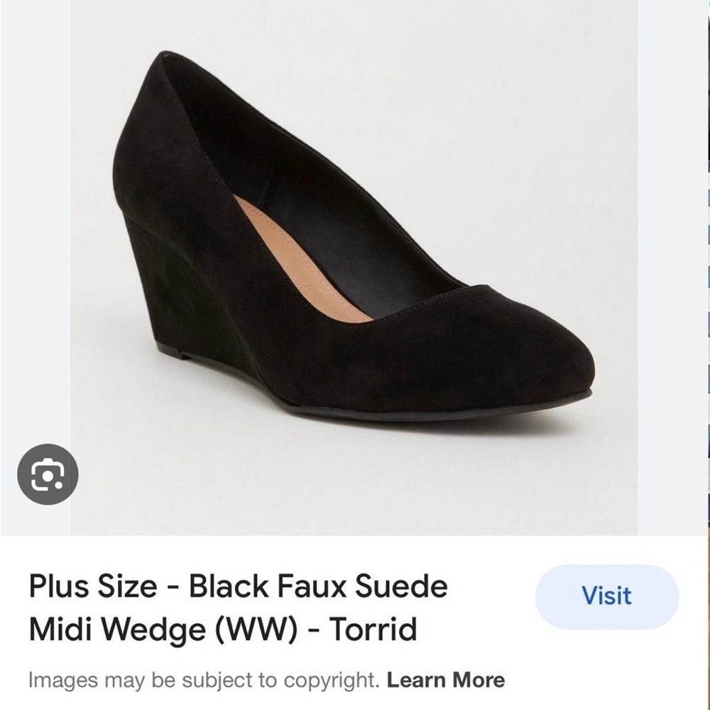 Torrid Black Faux Suede Midi Wedge - size 7 Wide - VGUC