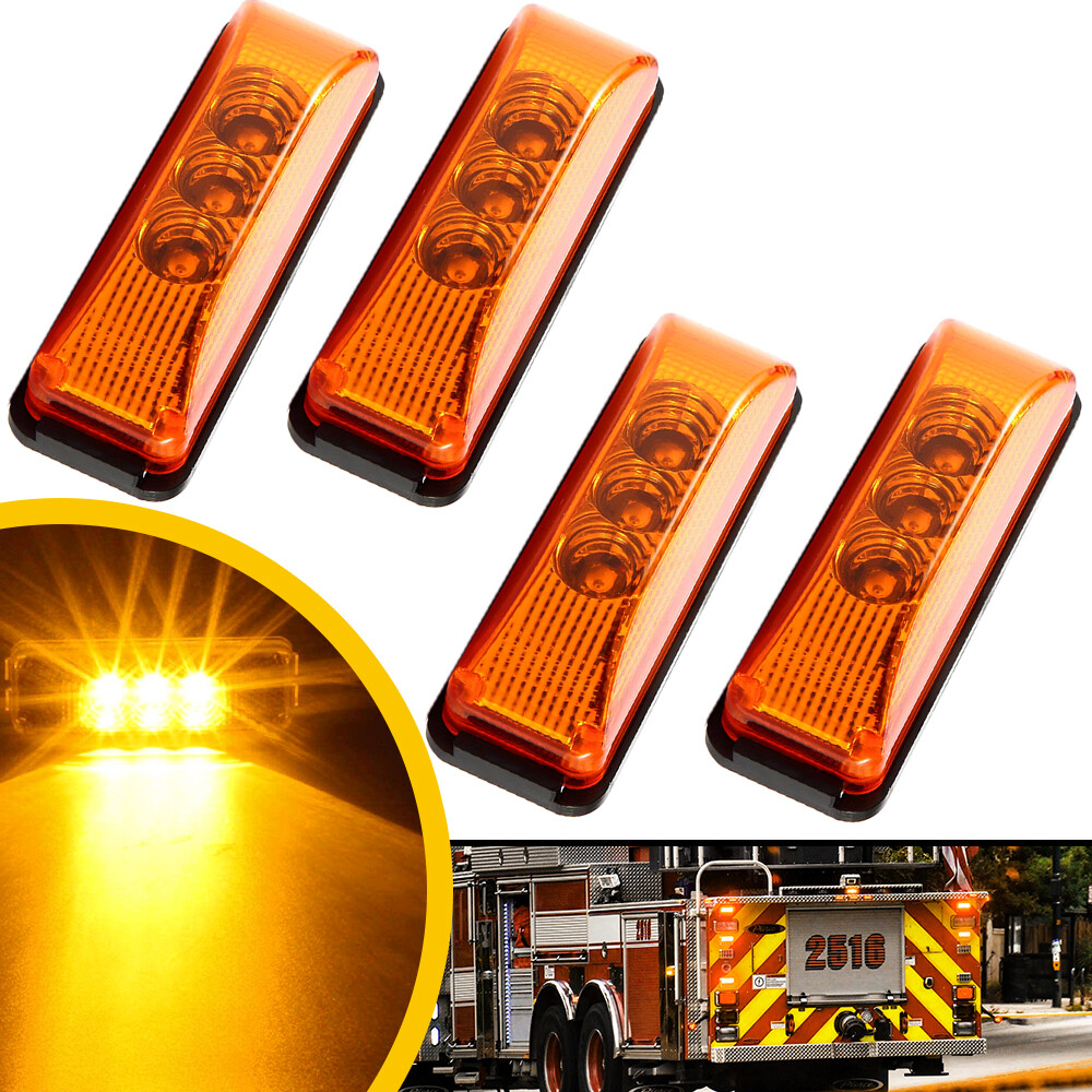 4x Amber 3LED Side Marker RV Lights Truck Trailer Clearance Light Waterproof NEW