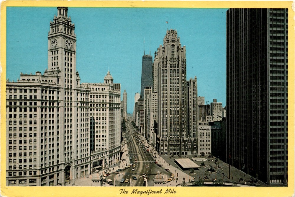 The Magnificent Mile, Chicago Tribune, Michigan Ave, Wrigley Building, Postcard