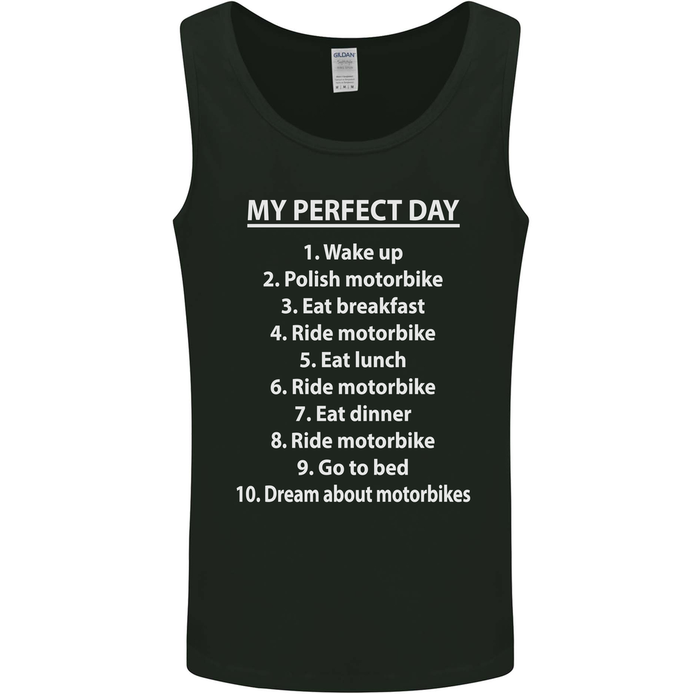 Motorbikes My Perfect Day Biker Motorcycle Mens Vest Tank Top