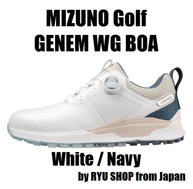 Mizuno GENEM WG BOA Golf Shoes in White Navy