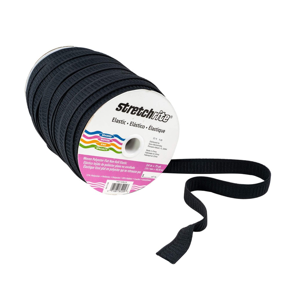 1PSS1102BLCK 3/4-Inch x 75-Yrd Black Woven Polyester Elastic Spool No Roll
