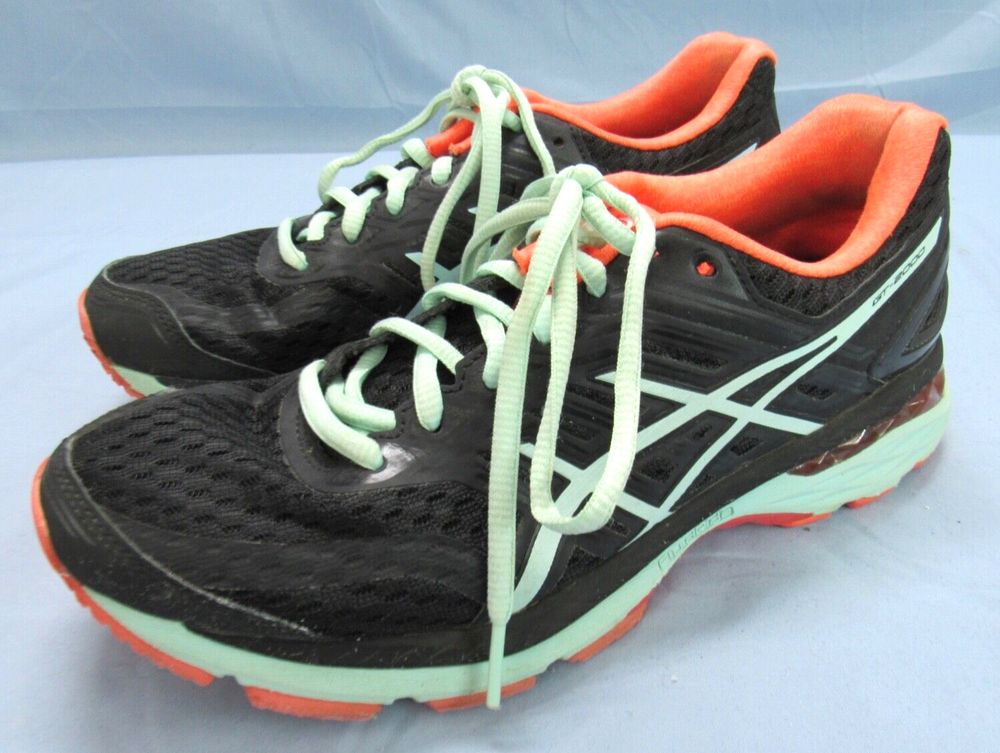 ASICS Womens GT 2000 5 Black/Aqua/Orange MESH Lace-Up RUNNING SHOES SNEAKERS 7.5