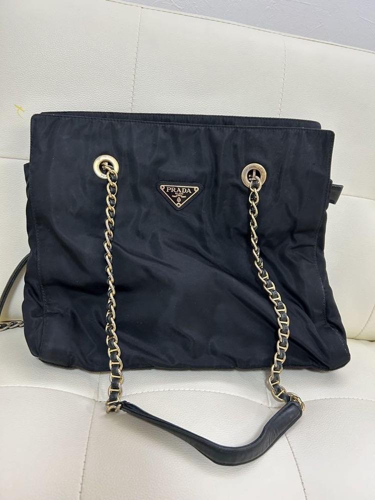 Prada Black Triangle Chain Bag Japan Import