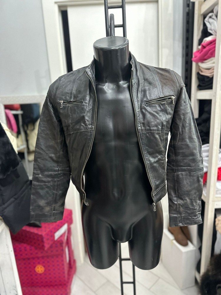 Sasch Black Leather Jacket for Men Size 40 LLV1220