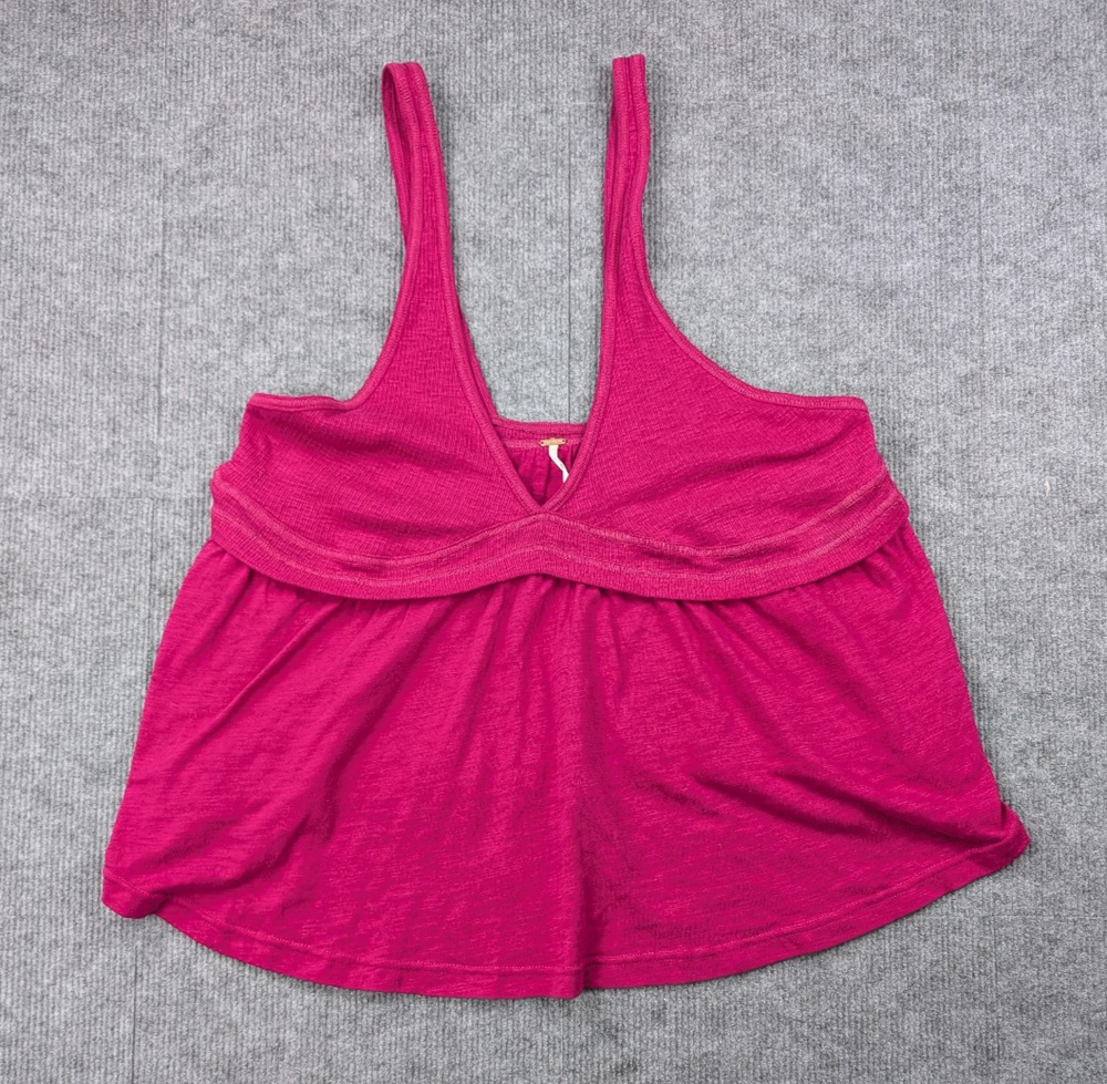 Free People Zinia Tank Womens Large Babydoll Relaxed Pink Y2K Preppy Coastal