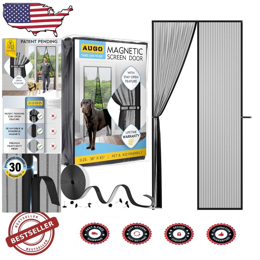 38 x 83 Magnetic Screen Door with Patented Design for Easy Installation