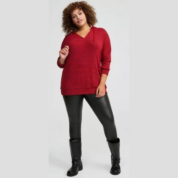 Torrid Plus Size 3X Red Relaxed Super Soft Plush Tunic Hoodie Pockets Cozy