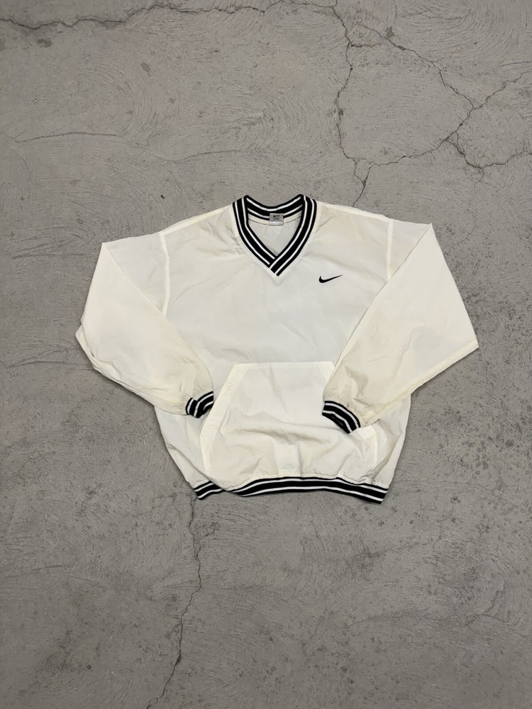Vintage 90s Nike Windbreaker Mens Large White Black Retro White Tag USA Thailand