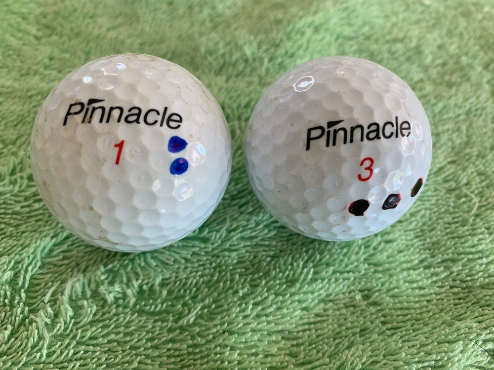 2 Pinnacle Golf Balls #1 GoldLS Pinnacle #3 GOLD LS golfballs used