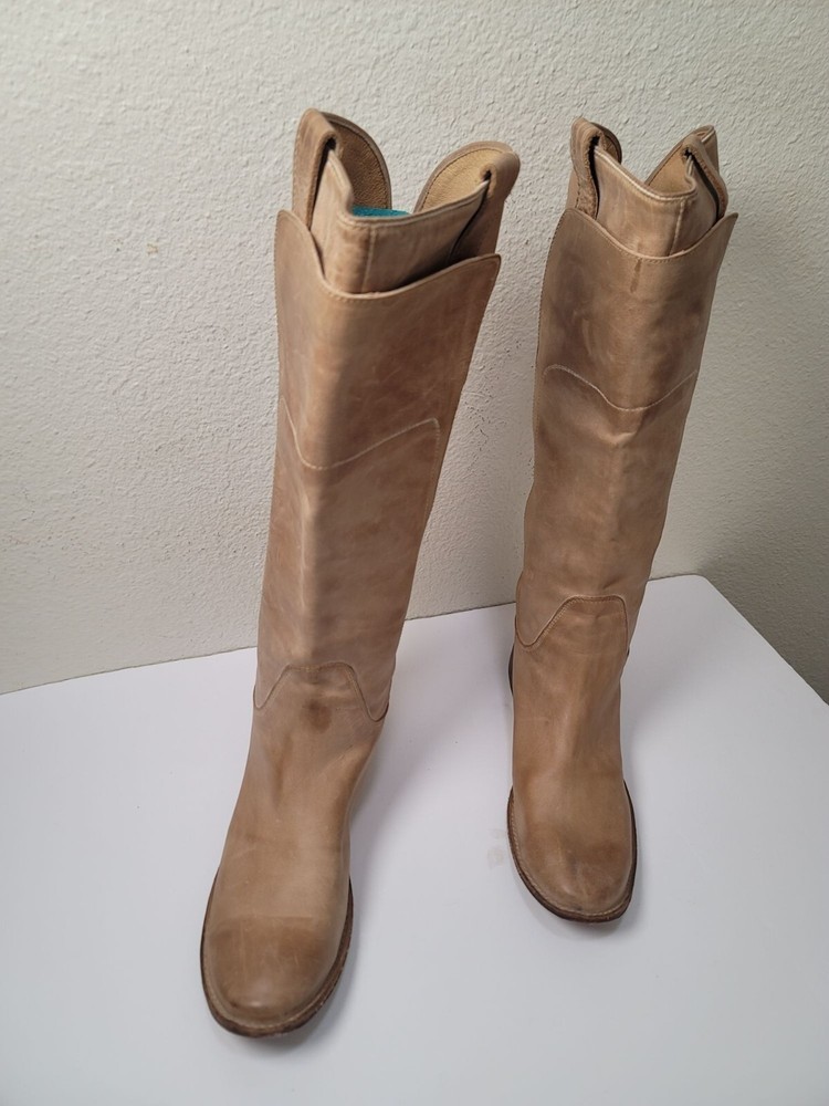 Frye Paige Tall Brown Leather Western Cowboy Boots Size 8.5B Knee-High Riding Boots