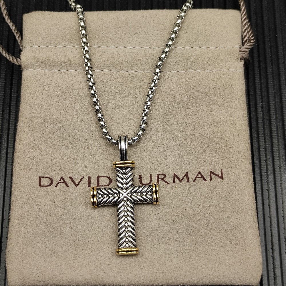 David Yurman Two-Tone Double-Knot Cross Necklace