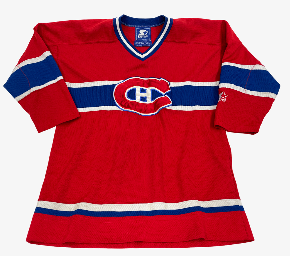 Vintage 90's Montreal Canadiens Red Sewn Starter Hockey Jersey Boys Youth L/XL