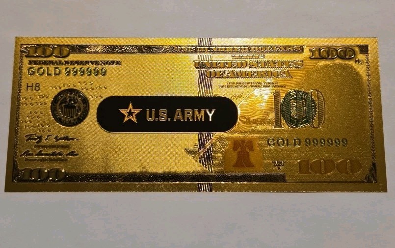 Collectible US Army Gold Foil Bank Notes.