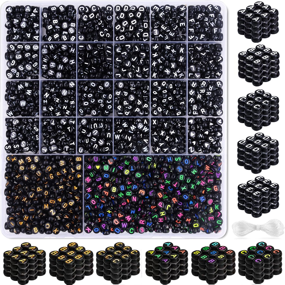 2080PCS 3-Color A-Z Letter Beads for Jewelry Making and Friendship Bracelets