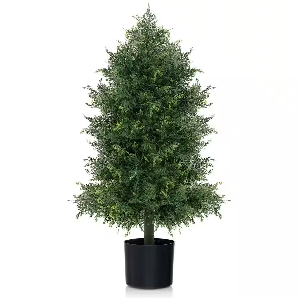 2.6 Ft Artificial Cedar Topiary Tree with Sturdy Trunk for Indoor Decor