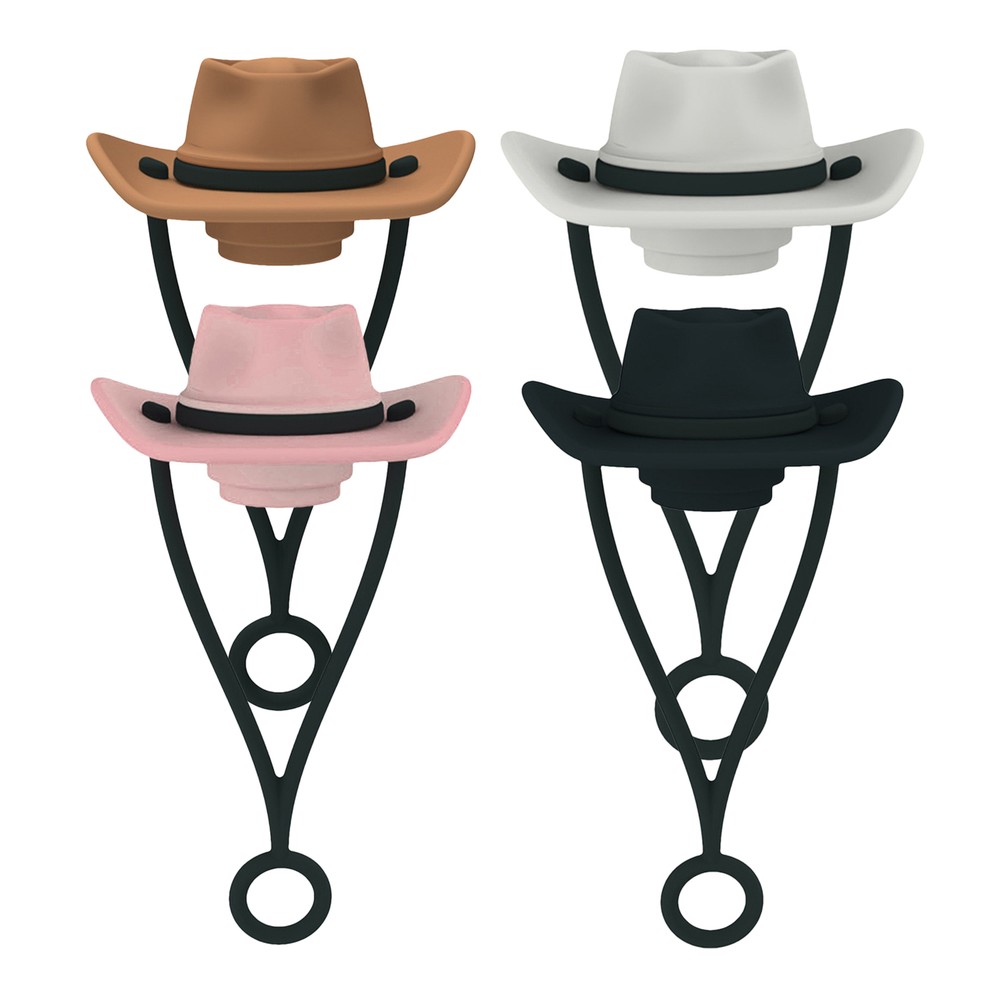 Silicone Straw Plug Reusable Cowboy Hat Shape Straw Tips Drinking Dust Caps
