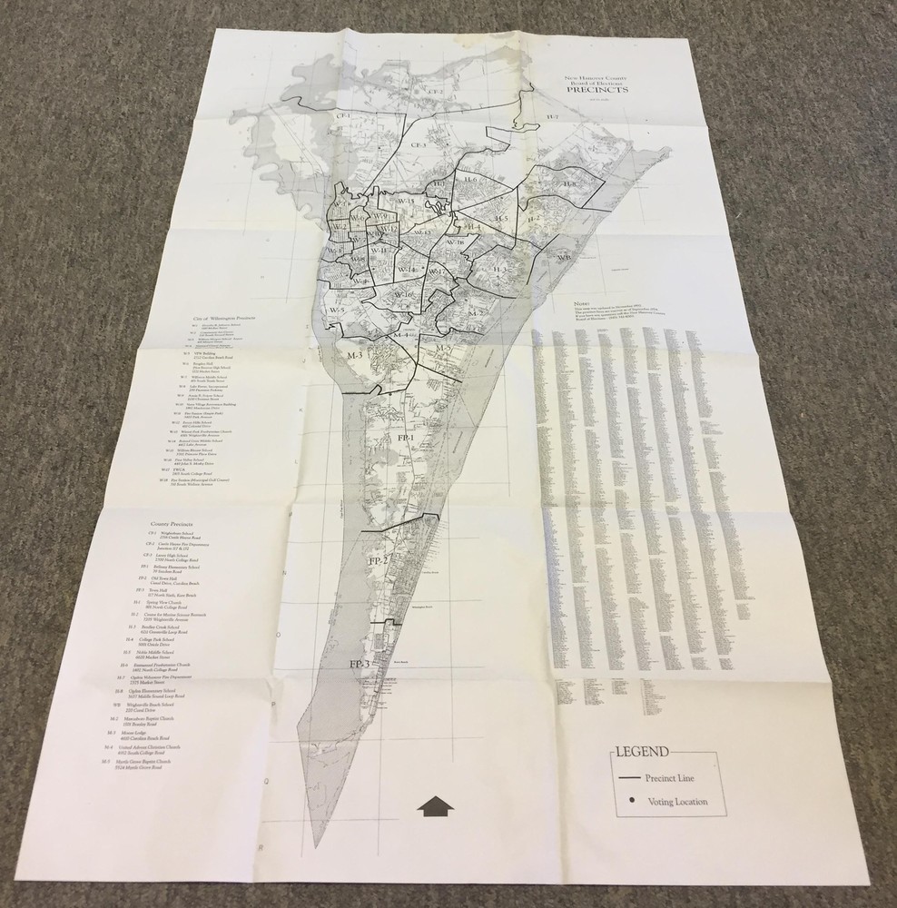 1994 map 30x48 inches ~ NEW HANOVER COUNTY BOARD ELECTIONS PRECINCTS ~ NC
