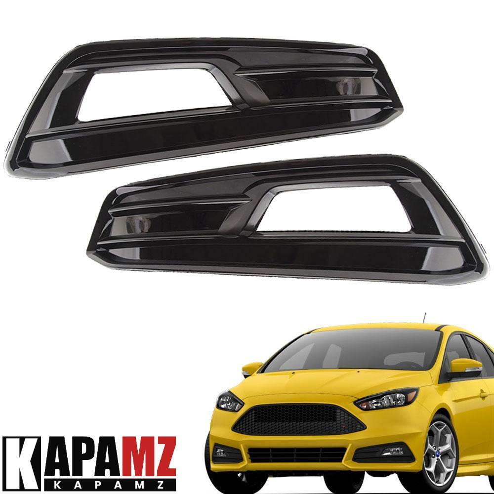 Pair Black Front Fog Light Lamp Cover Bezel Trim Fit For 2015-2018 Ford Focus ST