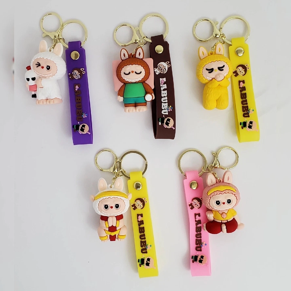 NWT Labubu Monster Keychain Multicolor 3D Logo Accessory