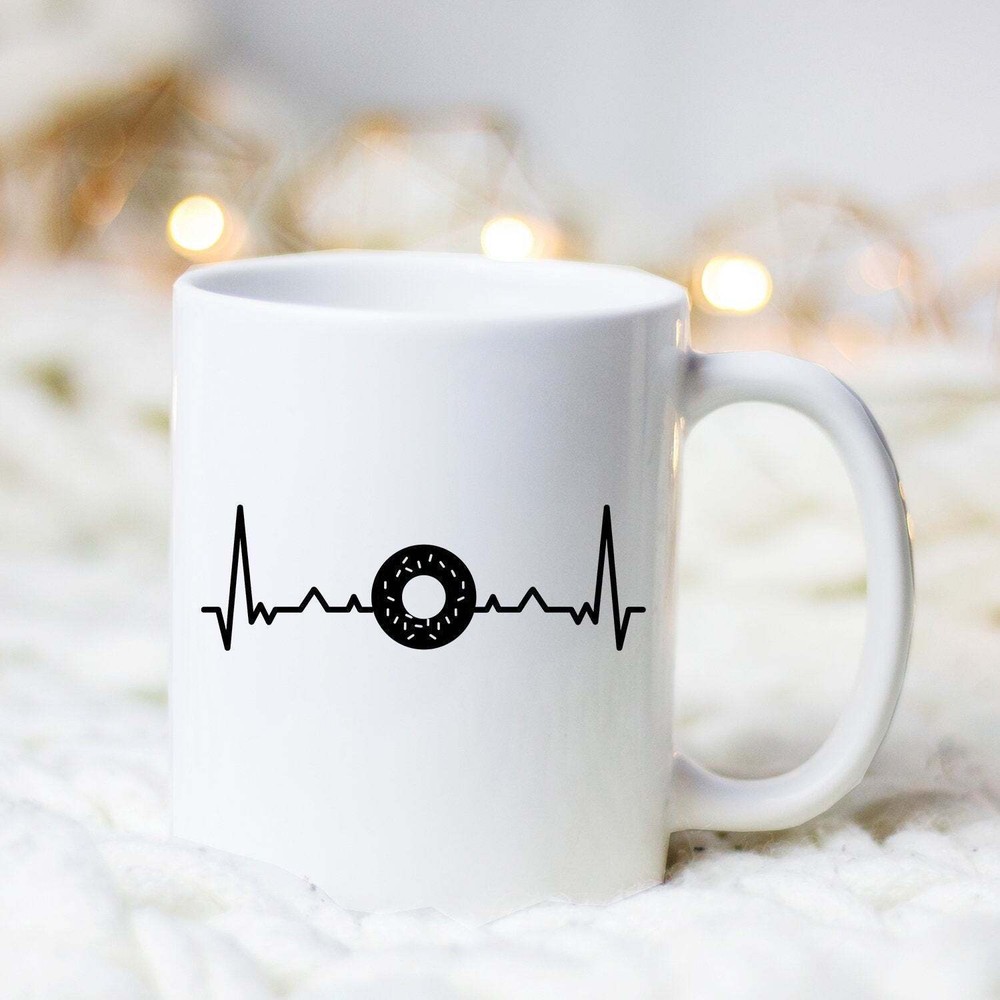 Heartbeat Donut Lover Coffee Mug for Donut Enthusiasts