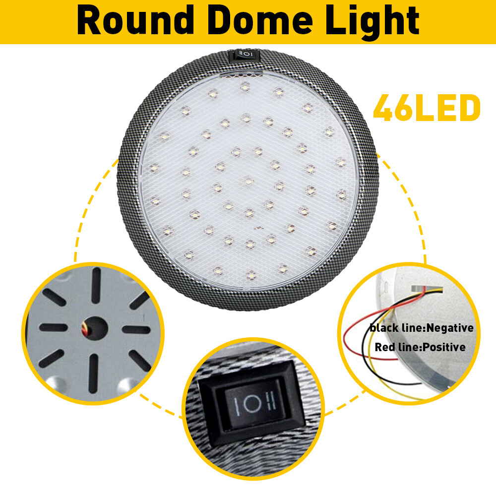Universal Interior Reading Light 46-LED Light Ceiling Roof Dome Auto Boat White
