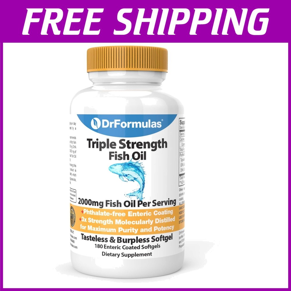 High Potency 2000mg Omega 3 Softgels - 180 Count for Inflammation & Mood Balance