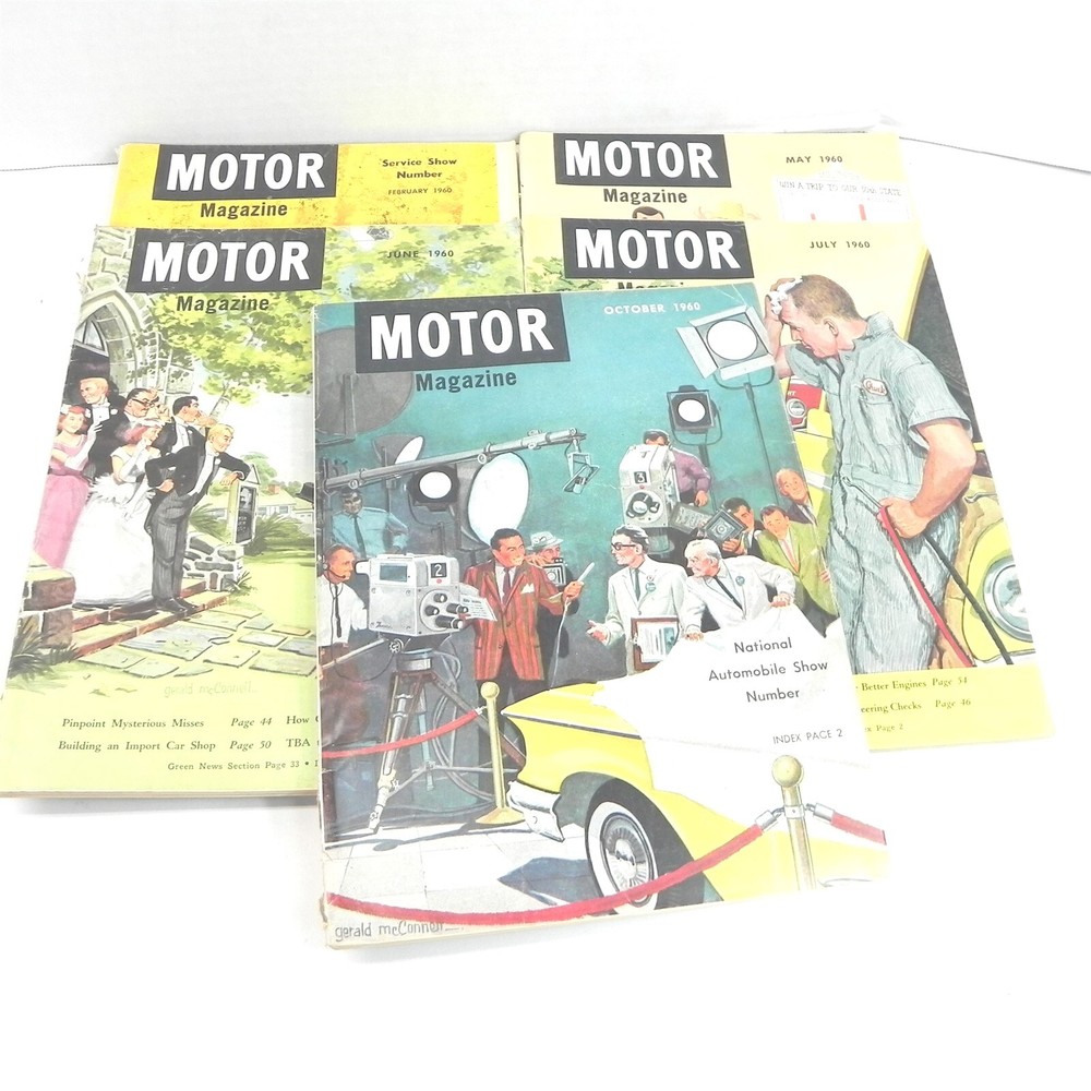 VINTAGE LOT OF 5 MOTOR MAGAZINE 1960 FEBRUARY MAY JUNE JULY OCTOBER CARS NICE