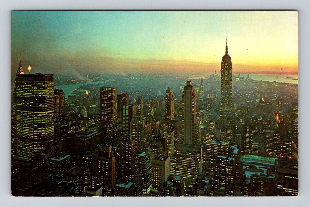 Vintage NYC Skyline Postcard Featuring Empire State Building