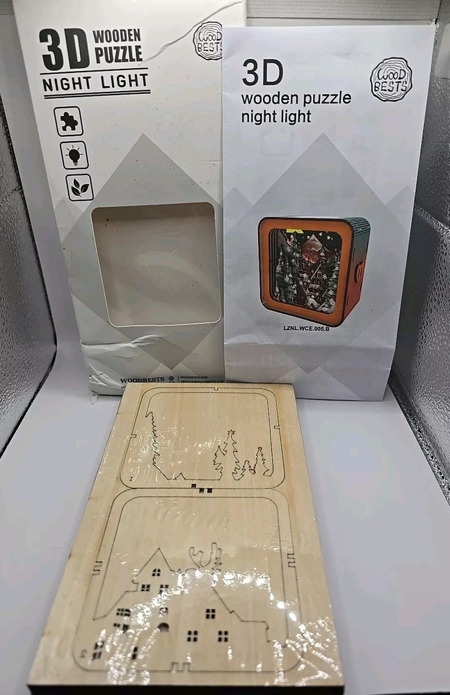 3D Wooden Puzzle Night Light Warm Christmas Eve DIY New