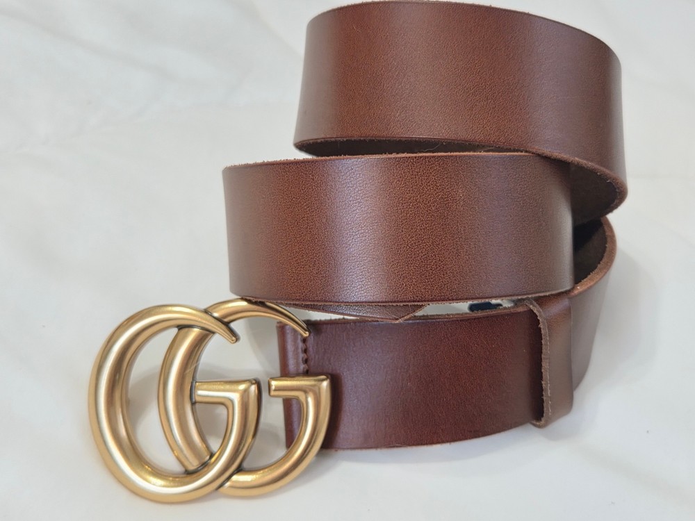 Authentic Brown Leather Gucci Belt 1.5