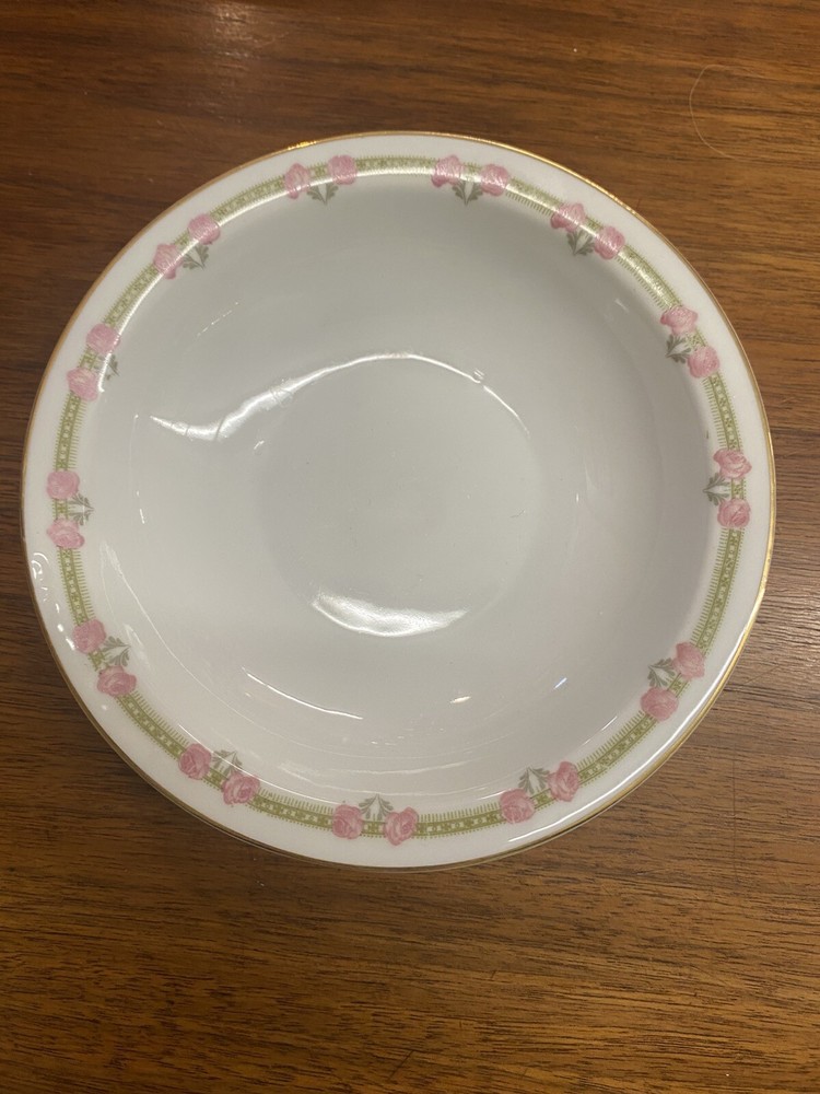 Vintage Rosenthal Bavaria White Plate Green Trim With Roses