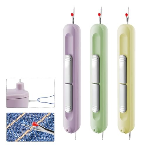 2-in-1 Plug-in Needle Threader Seam in Purple Green Yellow