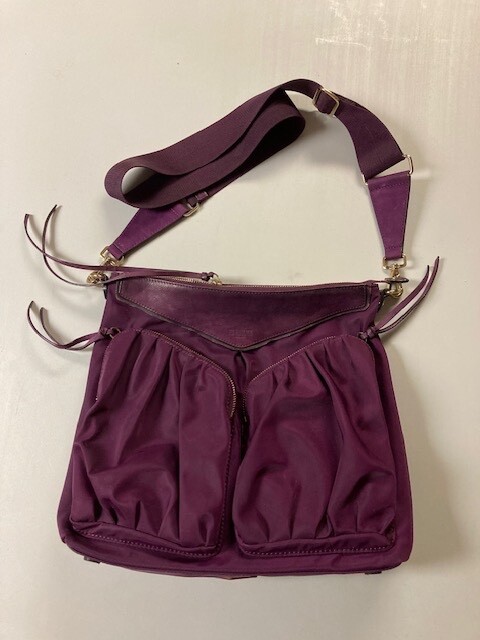MZ Wallace Medium Plum Crossbody Tote Bag with Leather Trim  