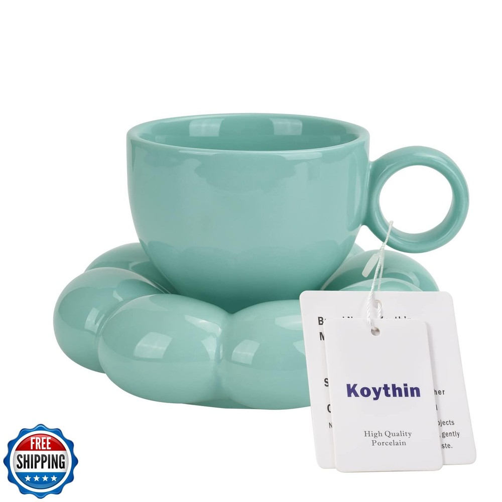 Sunflower Ceramic Coffee Mug with Saucer Set - Cute & Creative Design