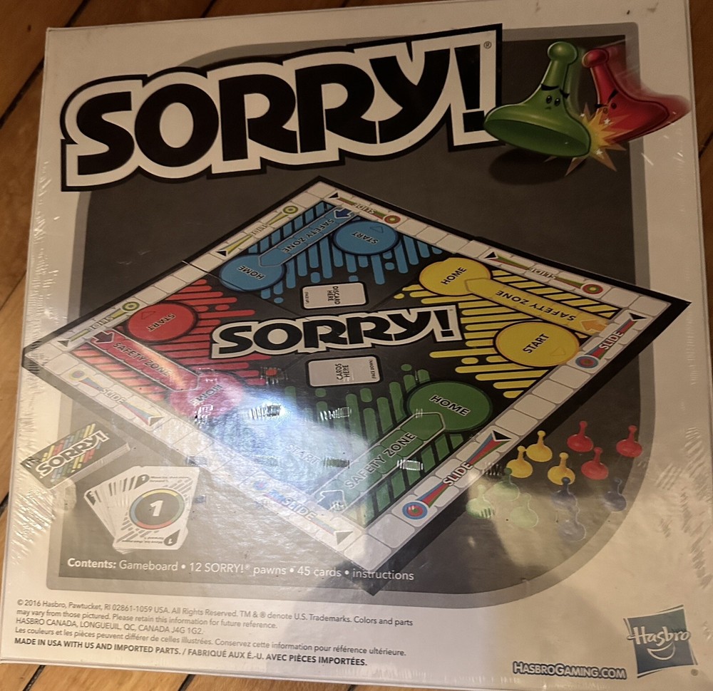 Sorry!Hasbro Game 2-4 Players Classic Hasbro Board Game Kids Ages 6 & Up Adults