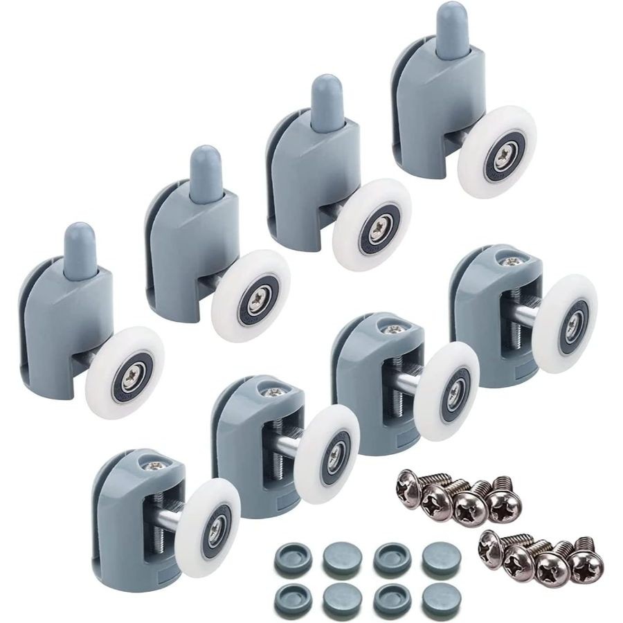 8-Piece Shower Door Rollers Replacement Set for Top and Bottom Tracks