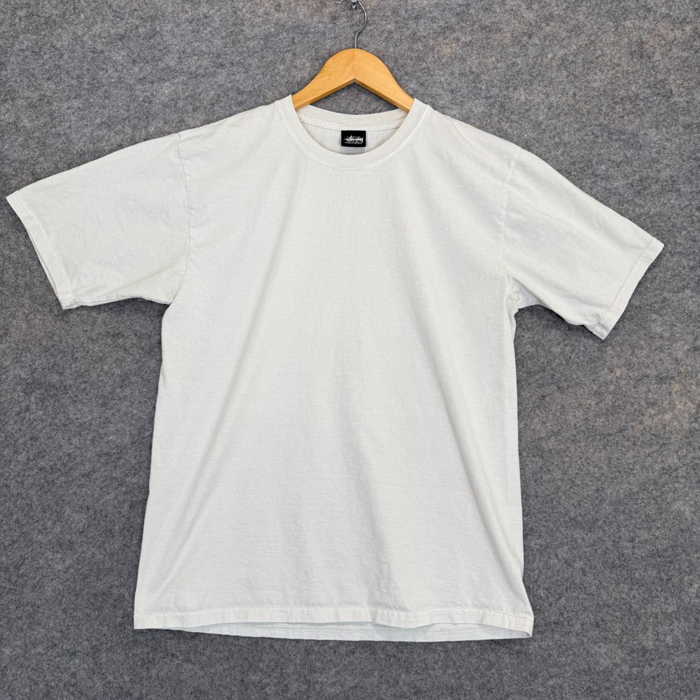 Stussy Blank White Tee Shirt Mens Medium Y2k Short Sleeve Skate Skater Tshirt