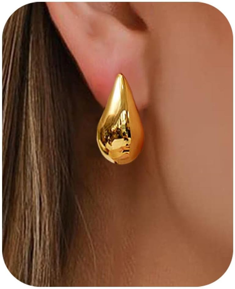 Gold Earring Dupes Chunky Gold Hoop Earrings for Women Teen Trendy Hypoallergeni